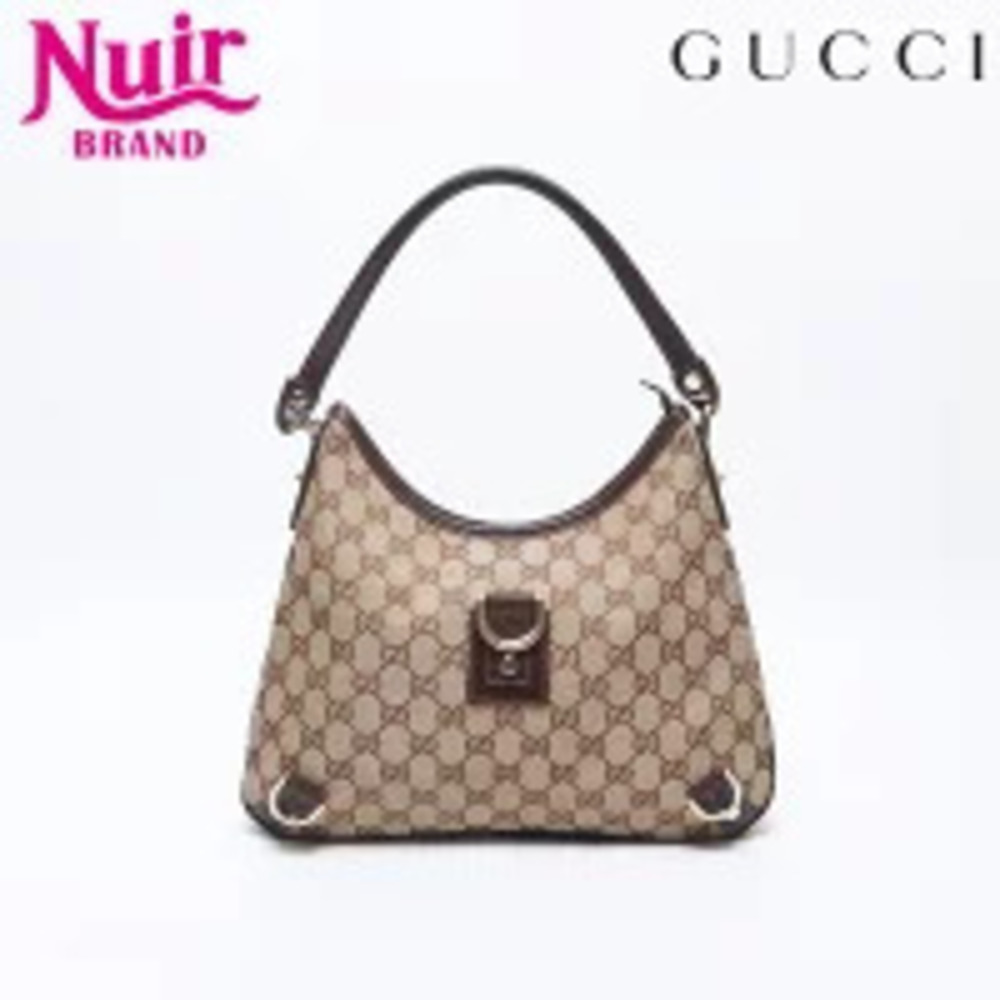 Gucci Abbey D Ring monogram hobo bag beige canvas brown leather